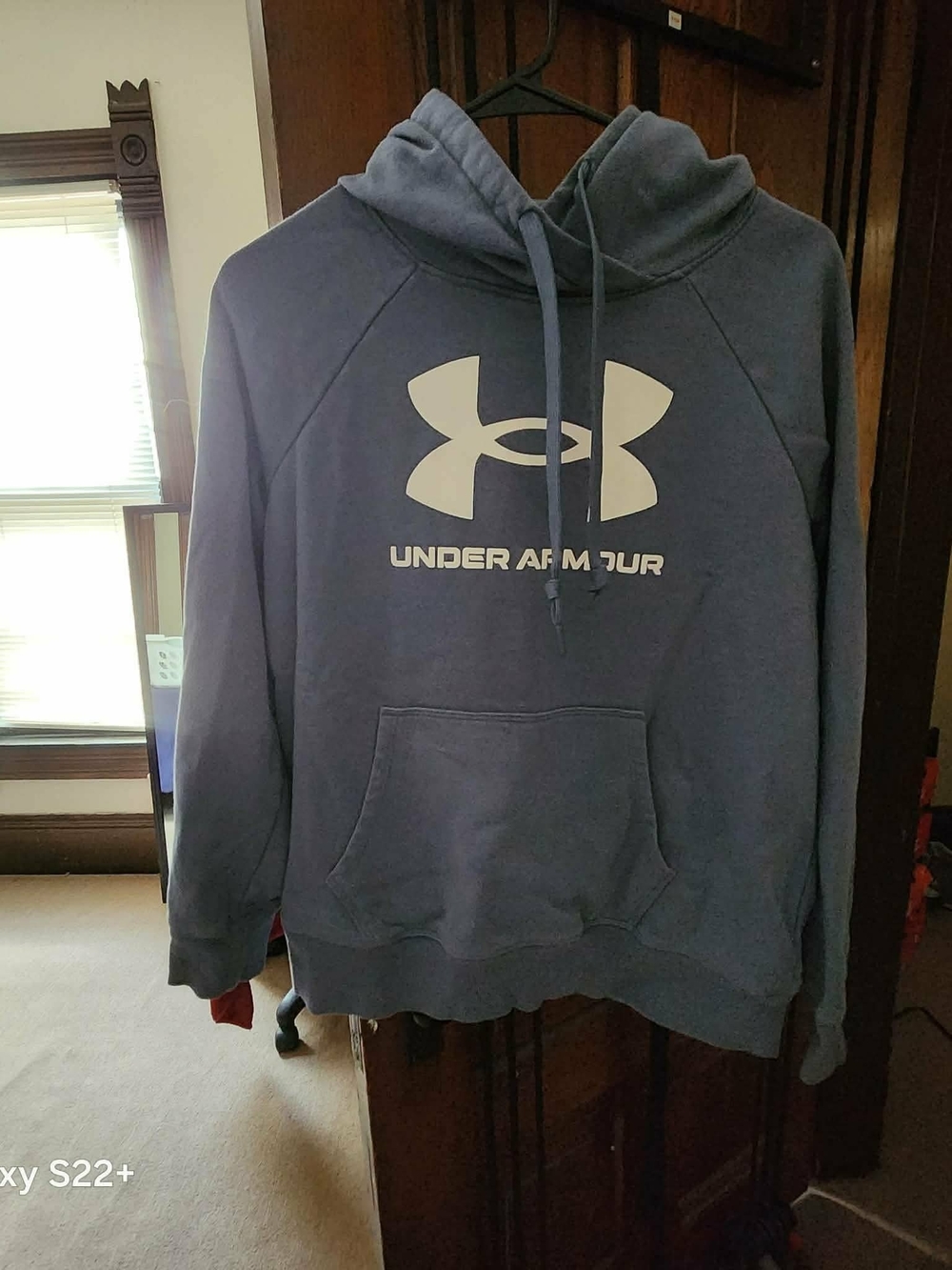 Under Armour Men's Blue Pullover Crewneck Hoodie with White Logo